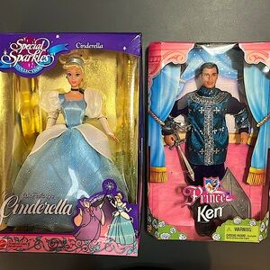 NWT Walt Disney Cinderella 1994 Barbie #12988 & Mattel Prince 1998 Ken #20491